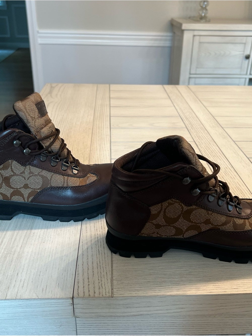 Coach Brown and Tan Signature Boots